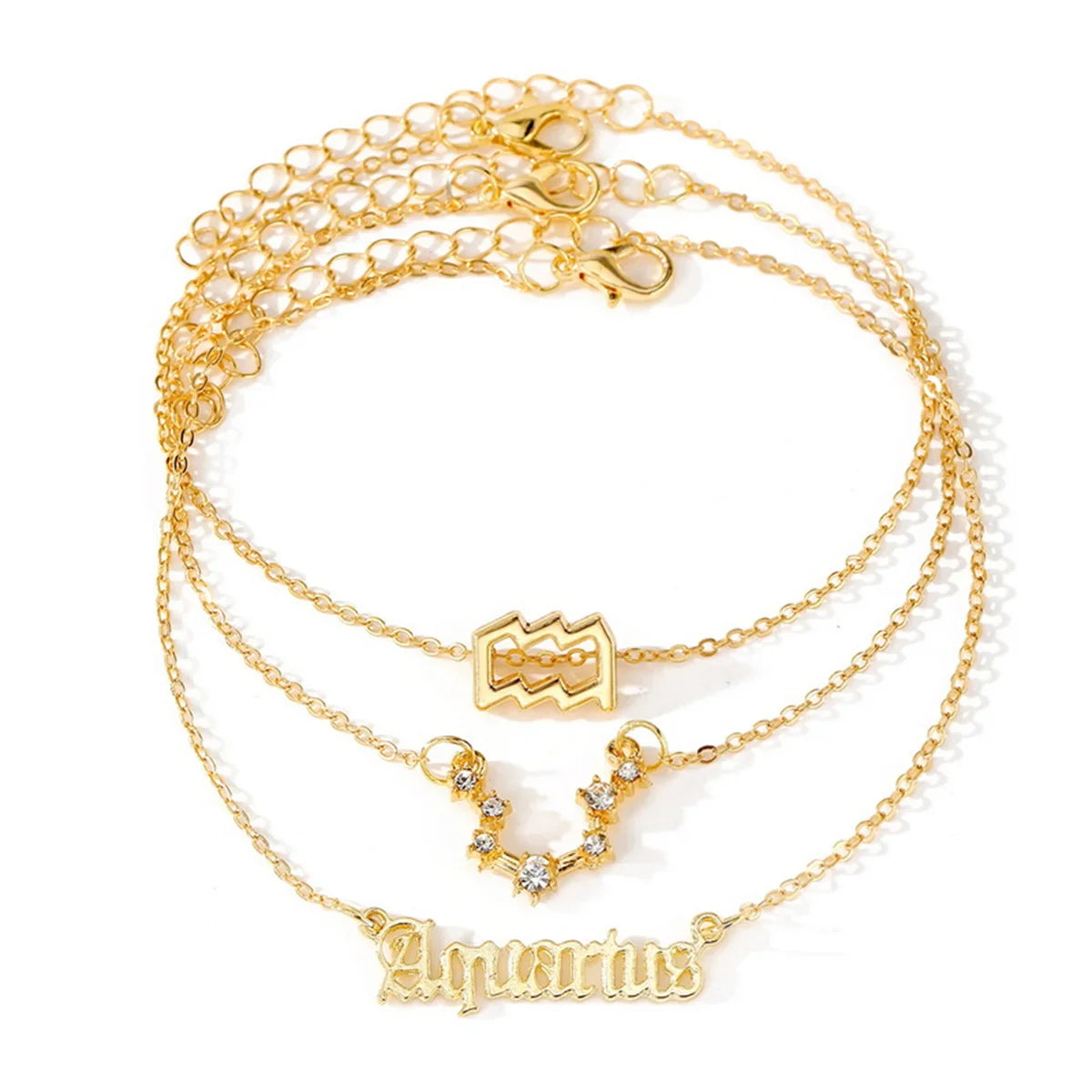 3Pcs/Set Gold Zodiac Ankle Bracelets