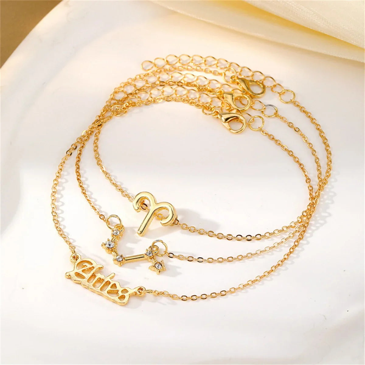 3Pcs/Set Gold Zodiac Ankle Bracelets