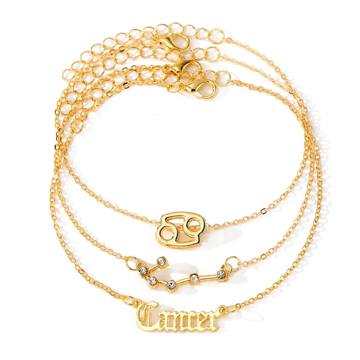 3Pcs/Set Gold Zodiac Ankle Bracelets
