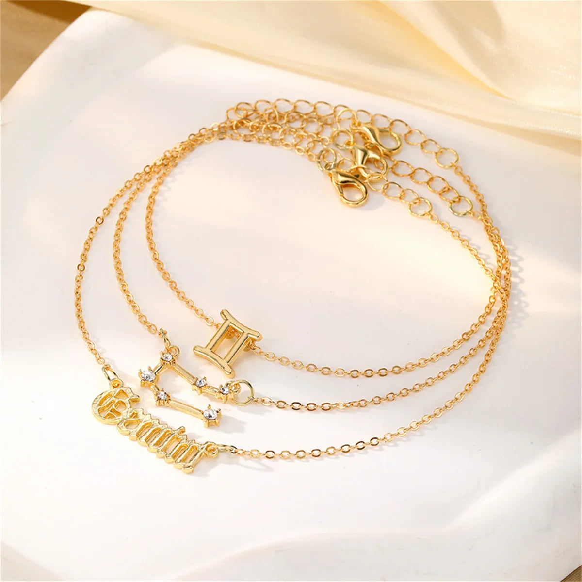 3Pcs/Set Gold Zodiac Ankle Bracelets