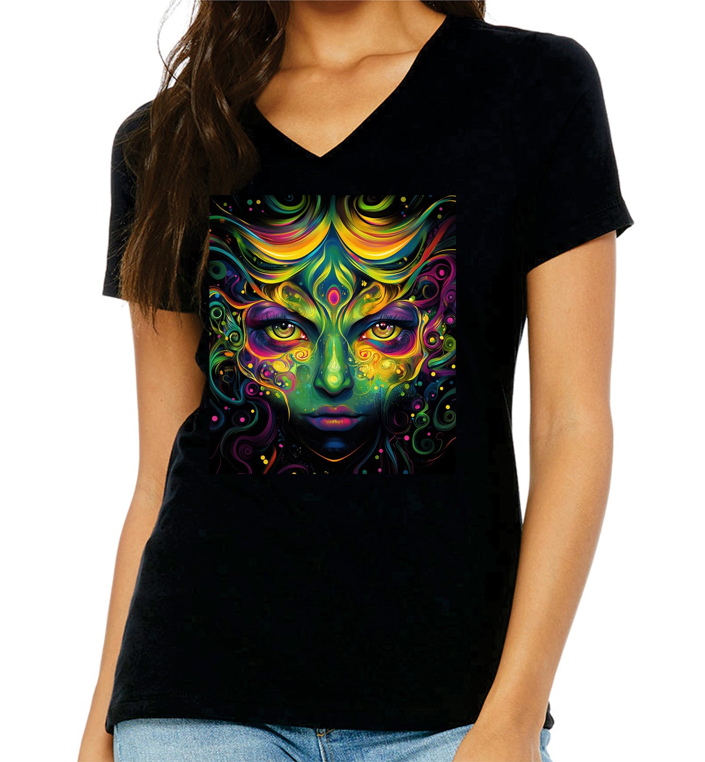 Abstract Art Green Face T-shirt