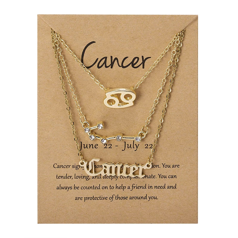 Zodiac Sign Necklace 3Pcs/set