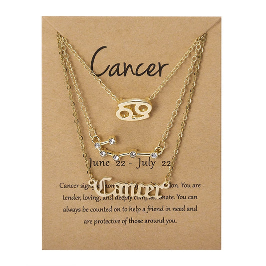 Zodiac Sign Necklace 3Pcs/set