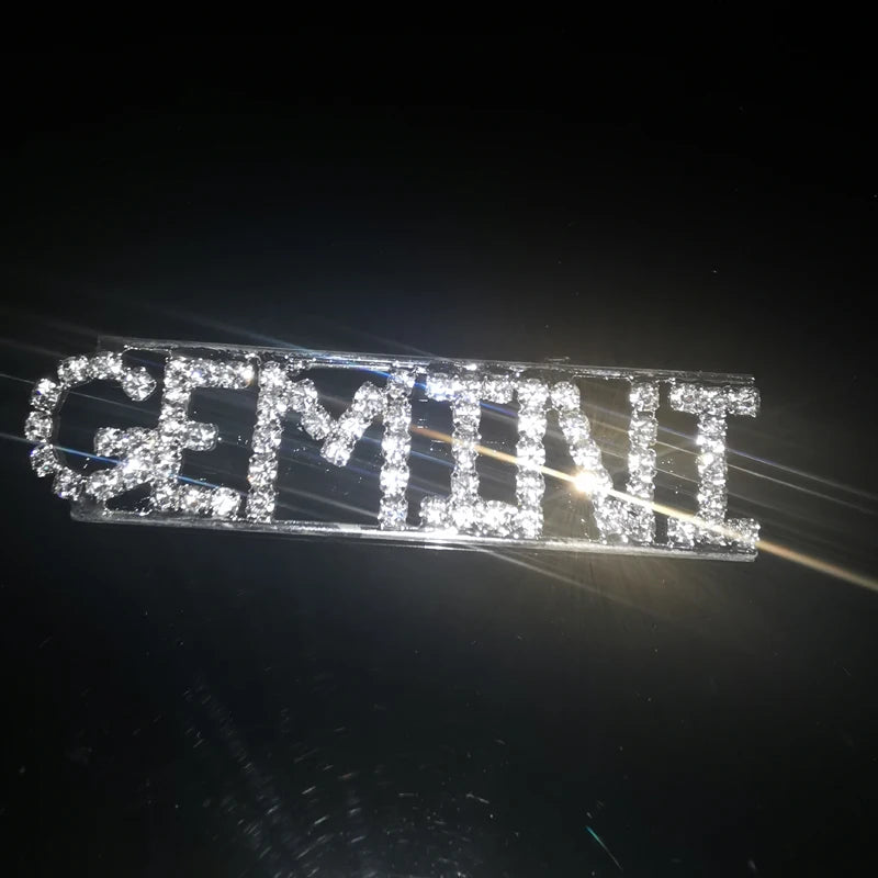 Crystal Zodiac Letters Brooch Pins