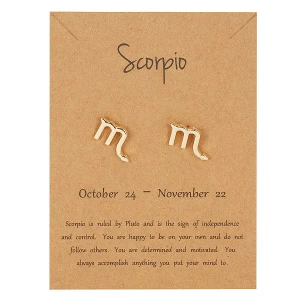 Zodiac Symbol Stud Earrings