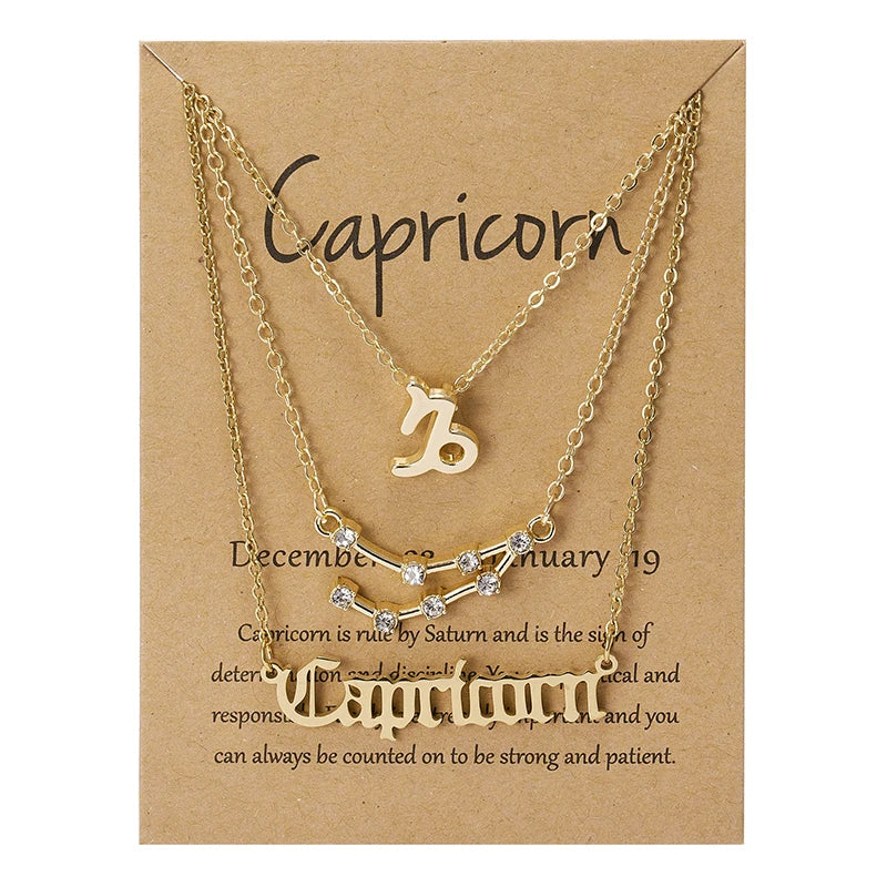Zodiac Sign Necklace 3Pcs/set