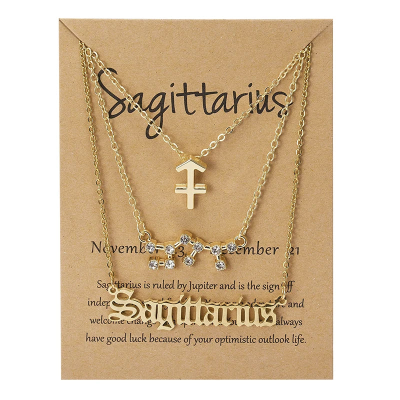 Zodiac Sign Necklace 3Pcs/set