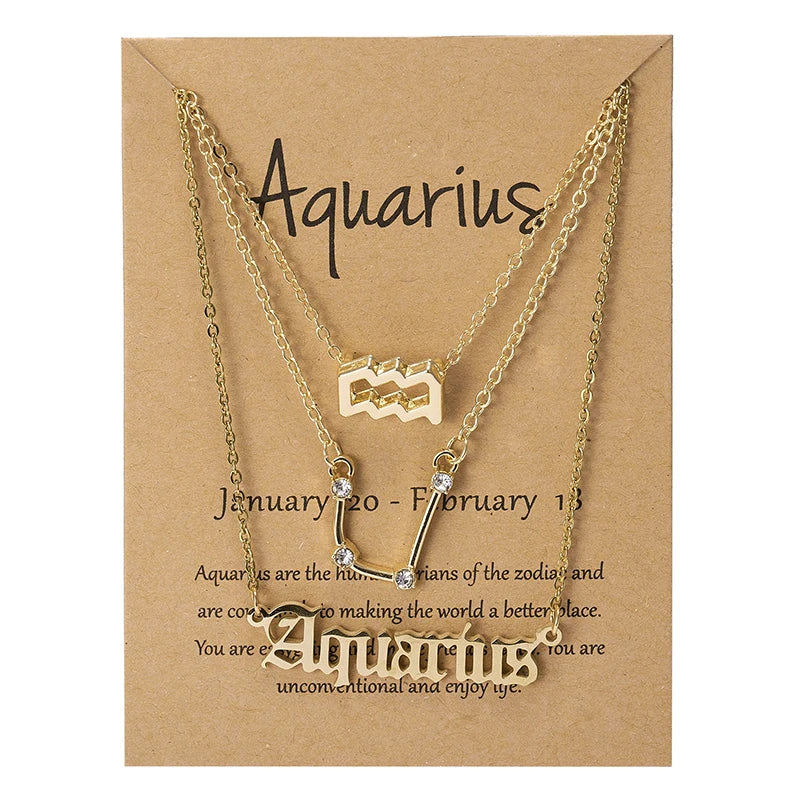 Zodiac Sign Necklace 3Pcs/set