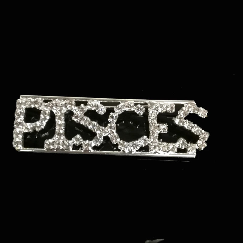 Crystal Zodiac Letters Brooch Pins