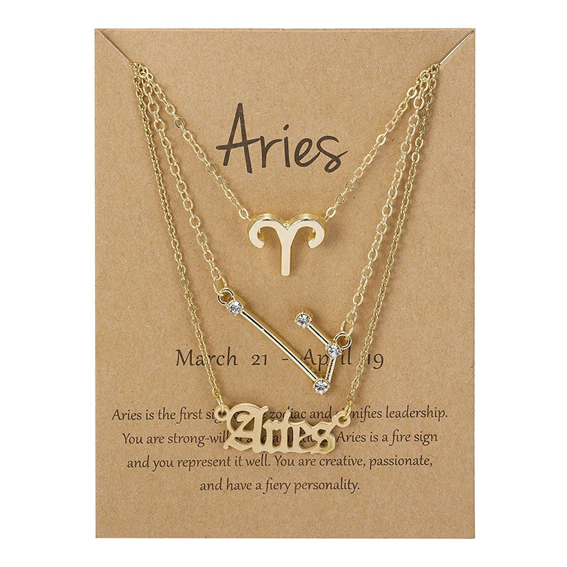 Zodiac Sign Necklace 3Pcs/set