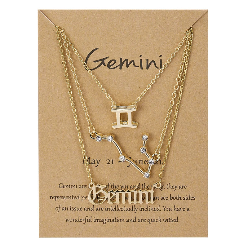 Zodiac Sign Necklace 3Pcs/set