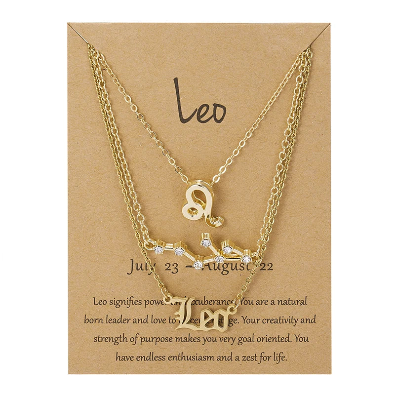 Zodiac Sign Necklace 3Pcs/set