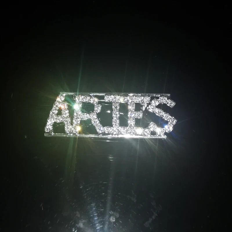 Crystal Zodiac Letters Brooch Pins