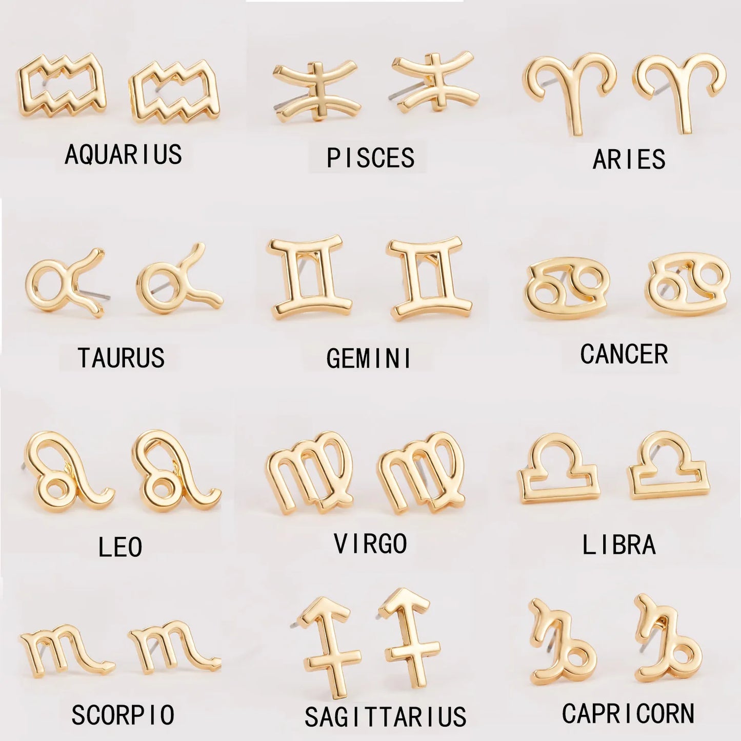 Zodiac Symbol Stud Earrings