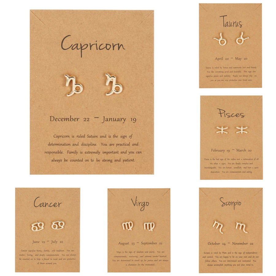 Zodiac Symbol Stud Earrings