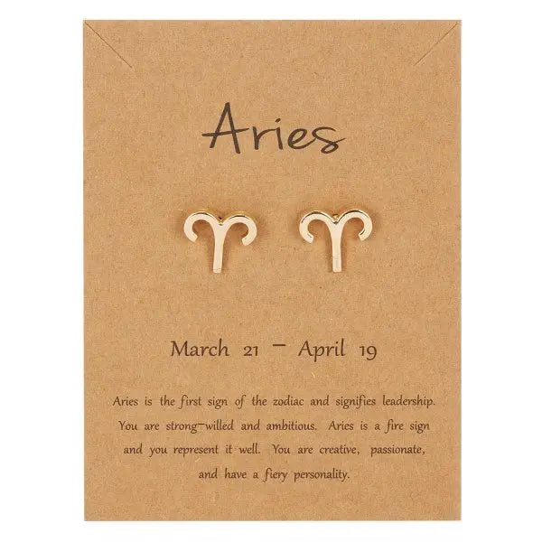 Zodiac Symbol Stud Earrings