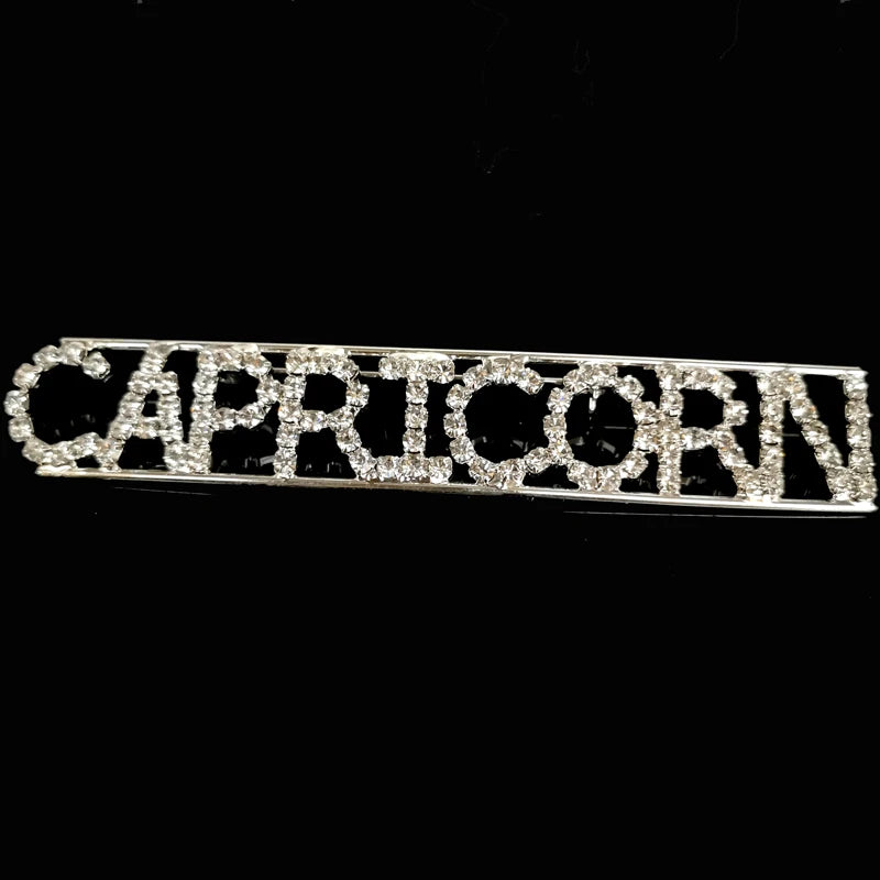Crystal Zodiac Letters Brooch Pins