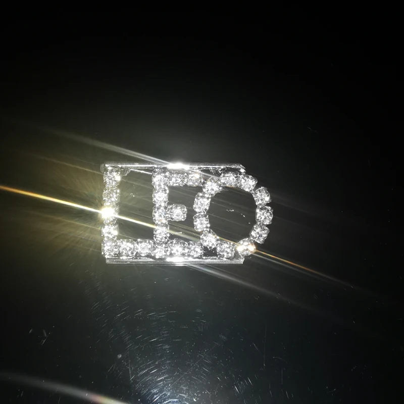 Crystal Zodiac Letters Brooch Pins