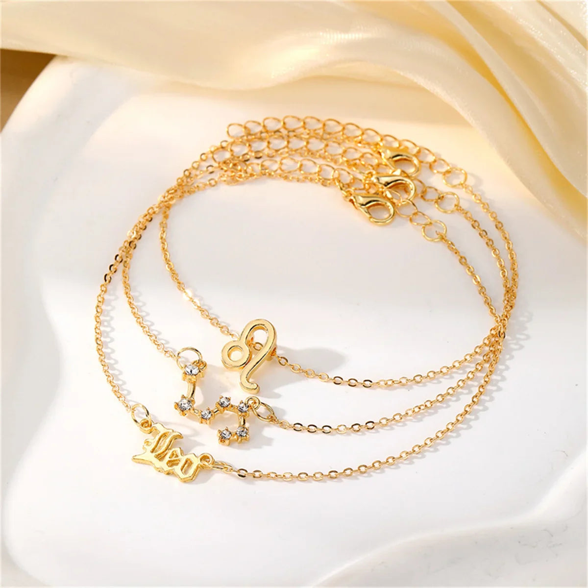 3Pcs/Set Gold Zodiac Ankle Bracelets
