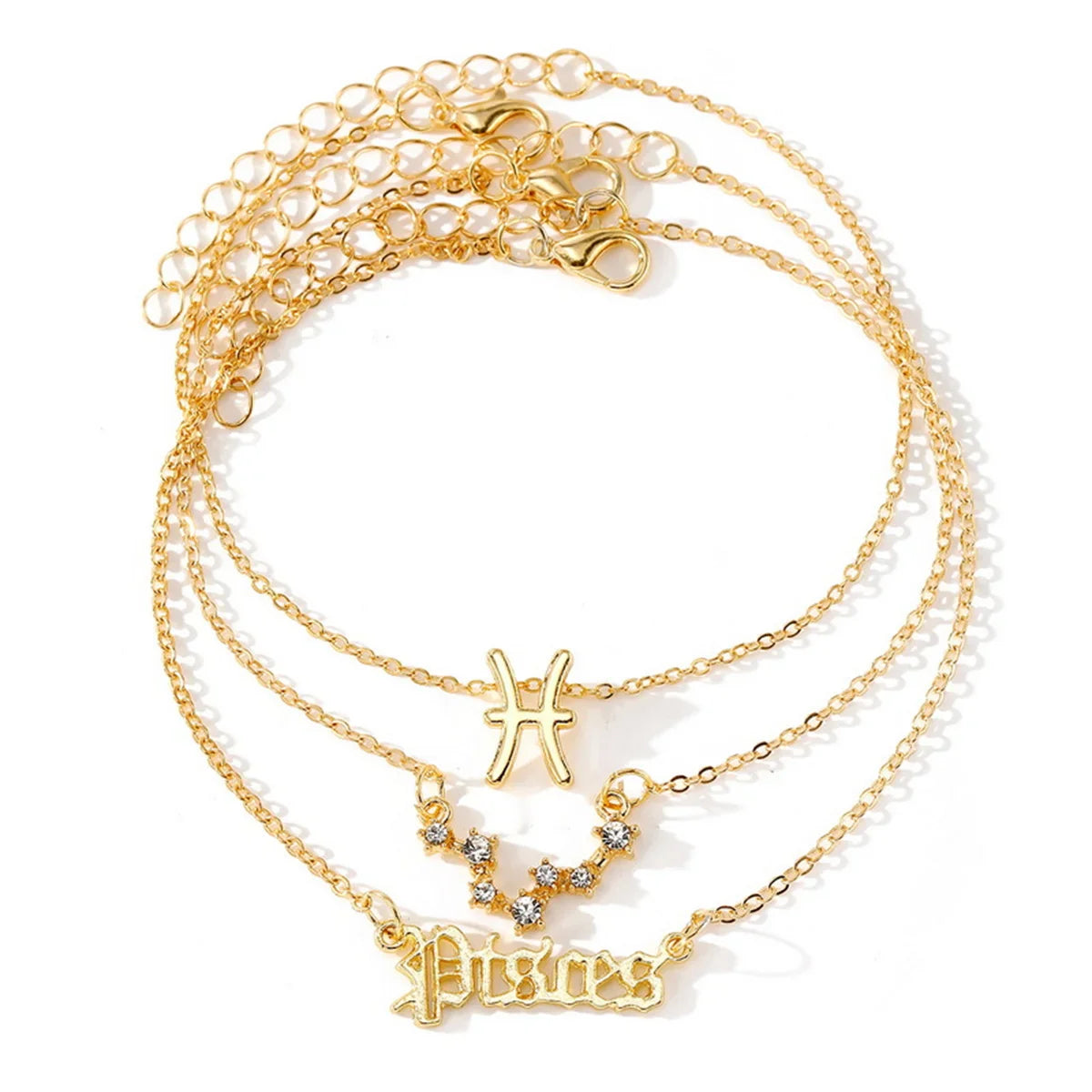 3Pcs/Set Gold Zodiac Ankle Bracelets