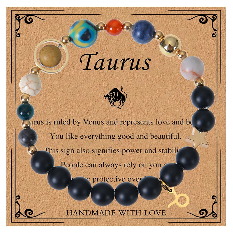 Healing Crystal Eight Planet Stone Beads Zodiac Bracelets