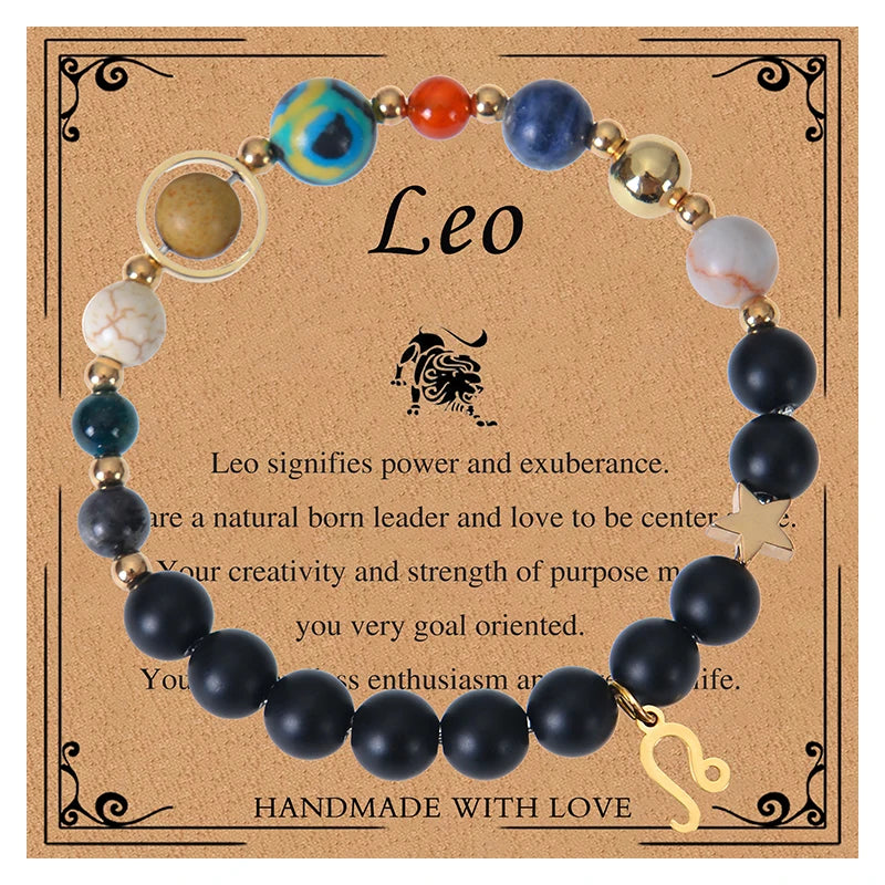 Healing Crystal Eight Planet Stone Beads Zodiac Bracelets