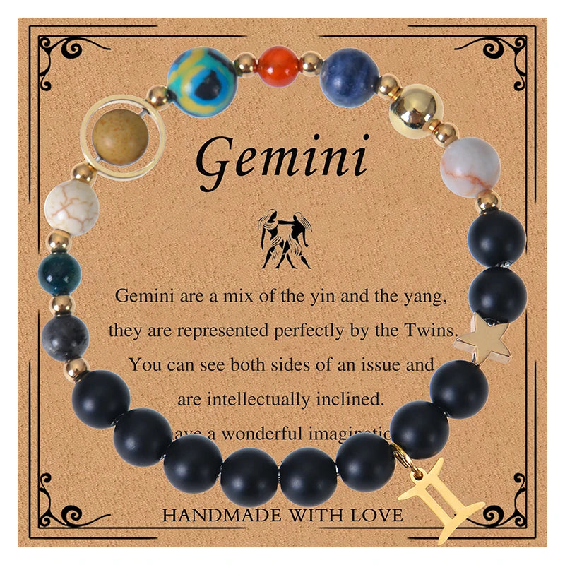 Healing Crystal Eight Planet Stone Beads Zodiac Bracelets