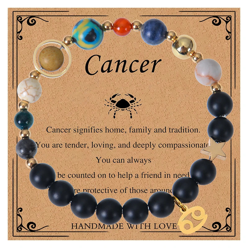 Healing Crystal Eight Planet Stone Beads Zodiac Bracelets