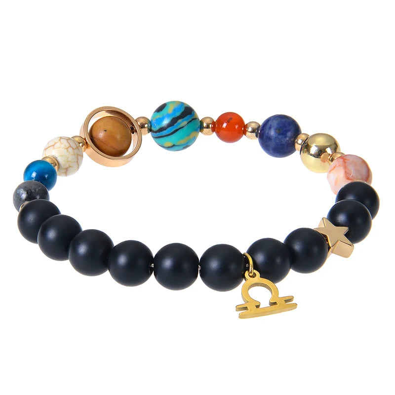 Healing Crystal Eight Planet Stone Beads Zodiac Bracelets