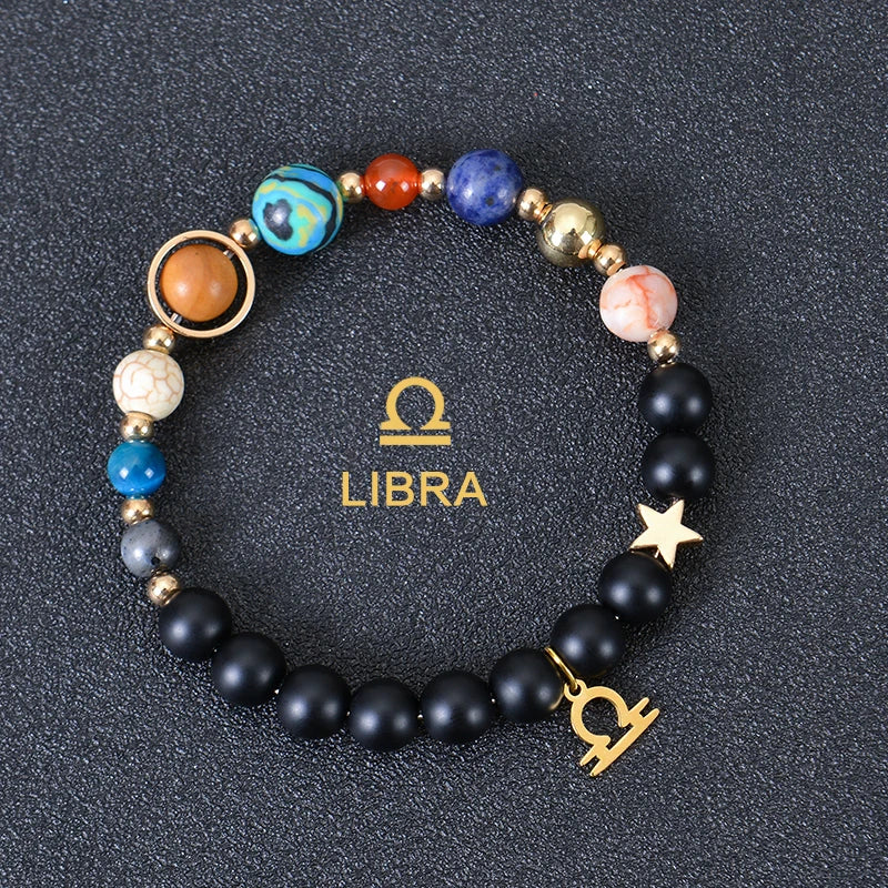 Healing Crystal Eight Planet Stone Beads Zodiac Bracelets