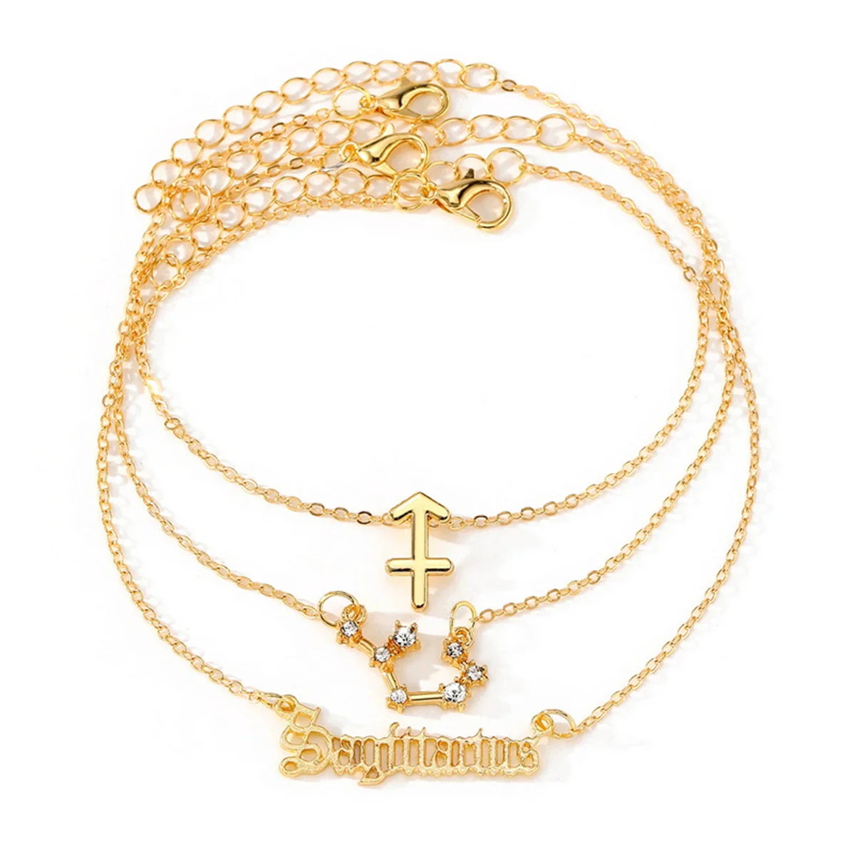3Pcs/Set Gold Zodiac Ankle Bracelets