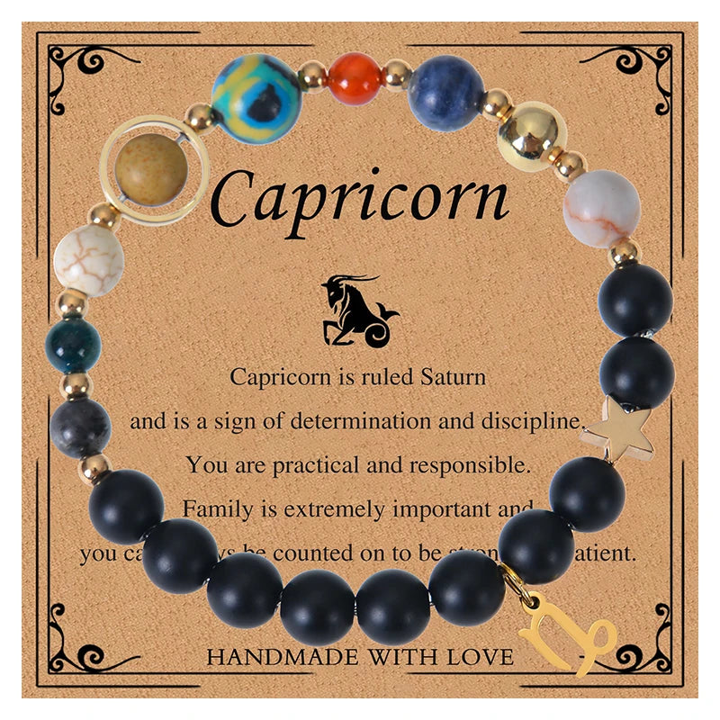 Healing Crystal Eight Planet Stone Beads Zodiac Bracelets