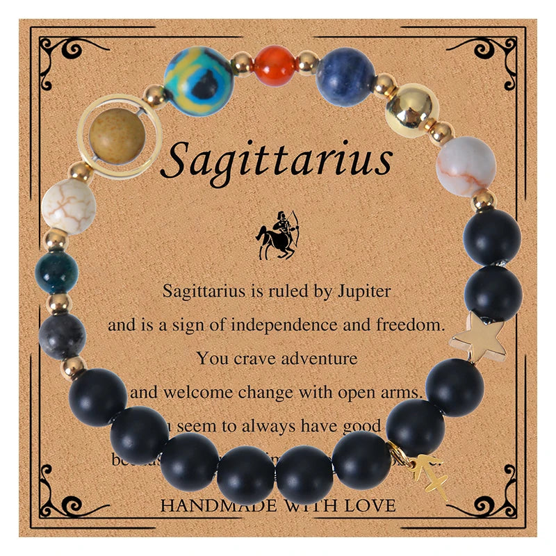 Healing Crystal Eight Planet Stone Beads Zodiac Bracelets