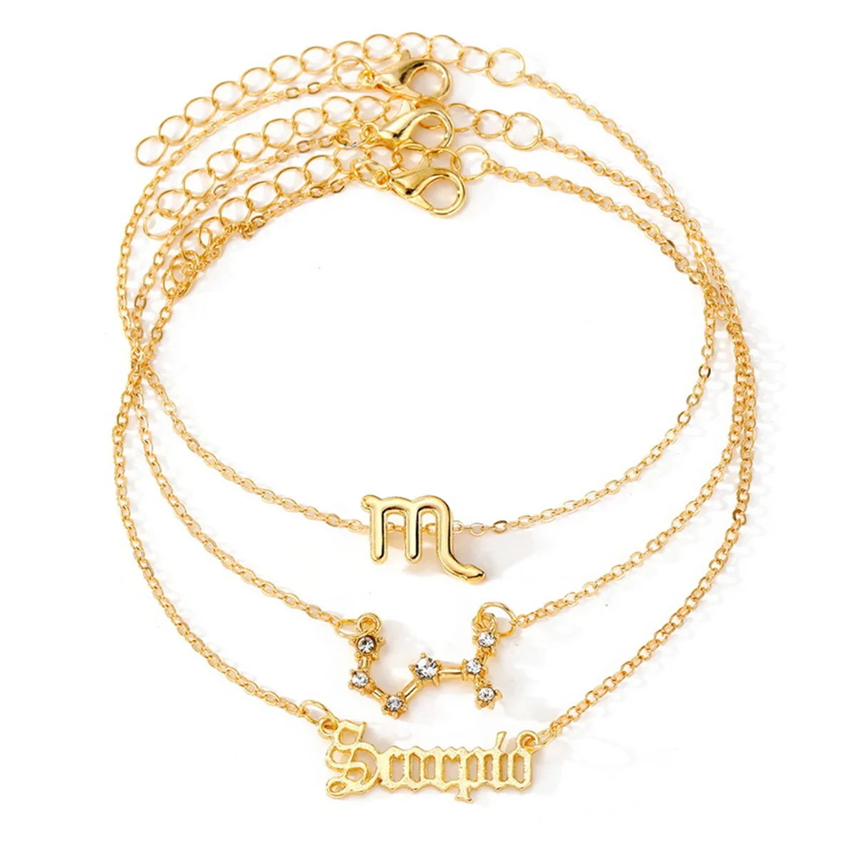 3Pcs/Set Gold Zodiac Ankle Bracelets