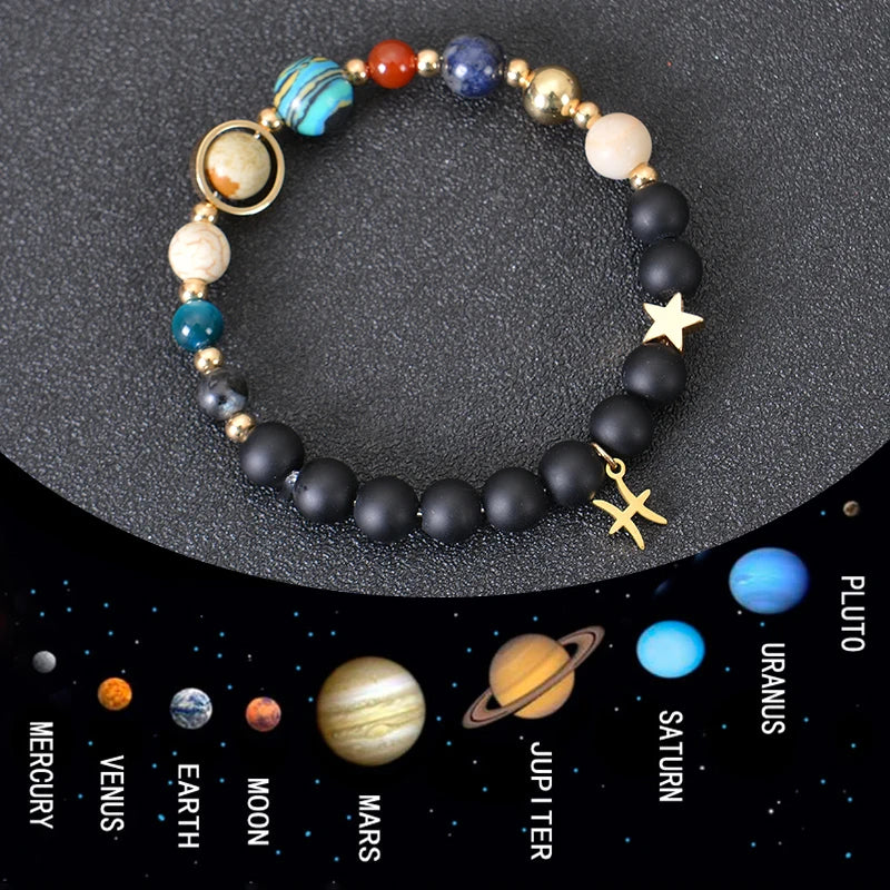 Healing Crystal Eight Planet Stone Beads Zodiac Bracelets