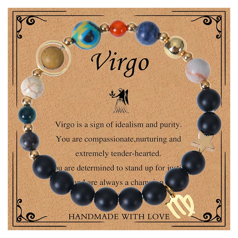 Healing Crystal Eight Planet Stone Beads Zodiac Bracelets