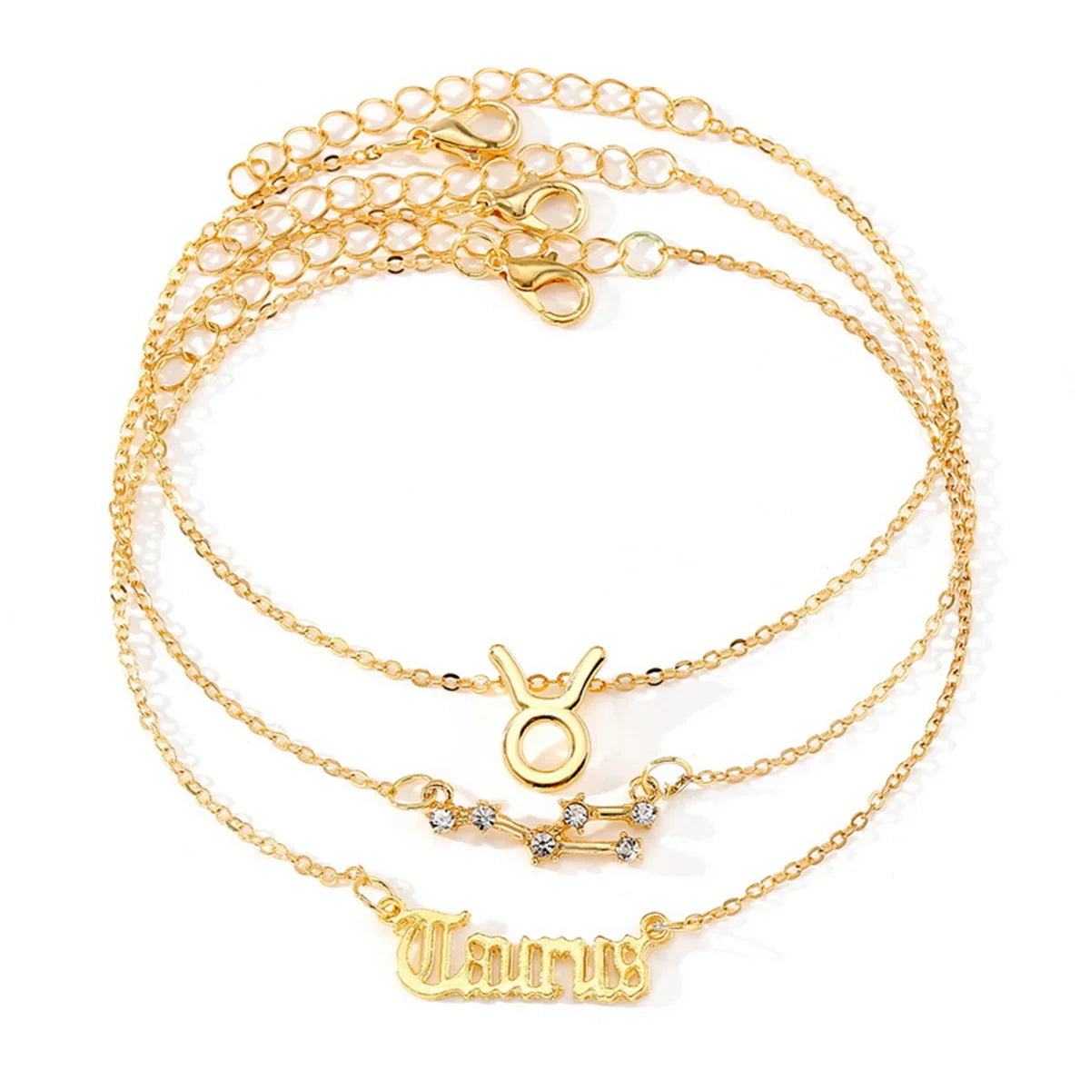 3Pcs/Set Gold Zodiac Ankle Bracelets