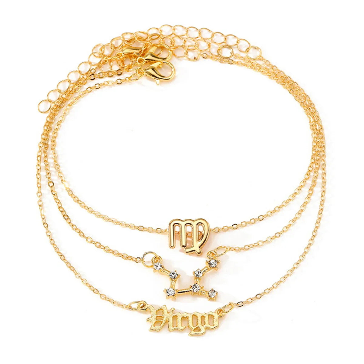 3Pcs/Set Gold Zodiac Ankle Bracelets