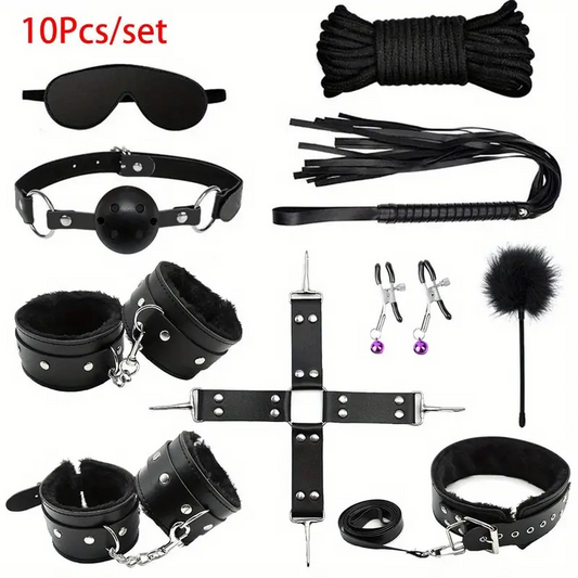 10 Pcs Leather Bondage Sets Sex Product